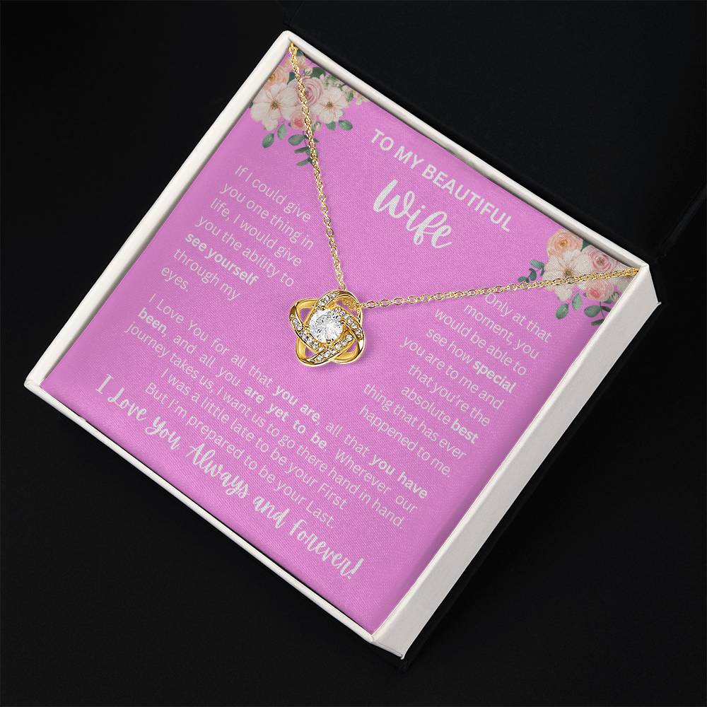 To My Wife | See Through My Eyes - Love Knot Necklace