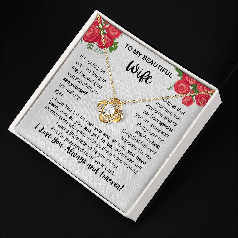 To My Wife | See Through My Eyes - Love Knot Necklace