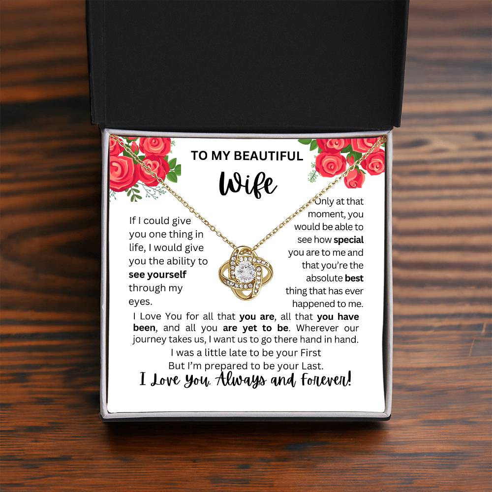 To My Wife | See Through My Eyes - Love Knot Necklace