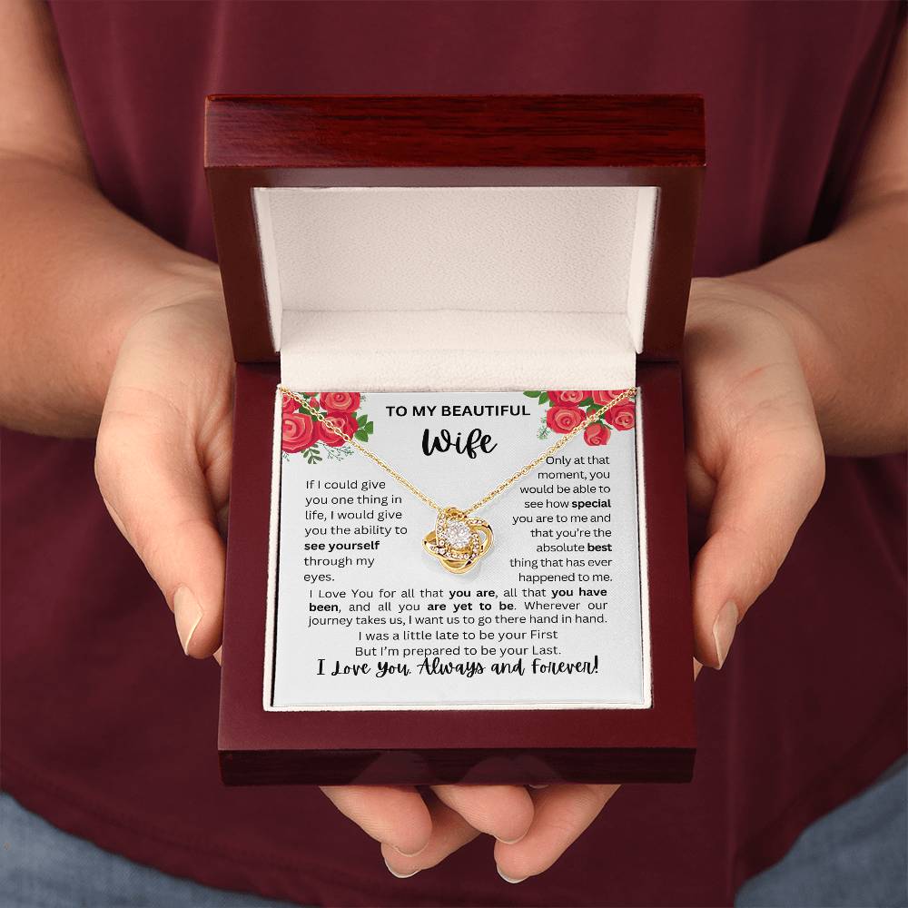To My Wife | See Through My Eyes - Love Knot Necklace