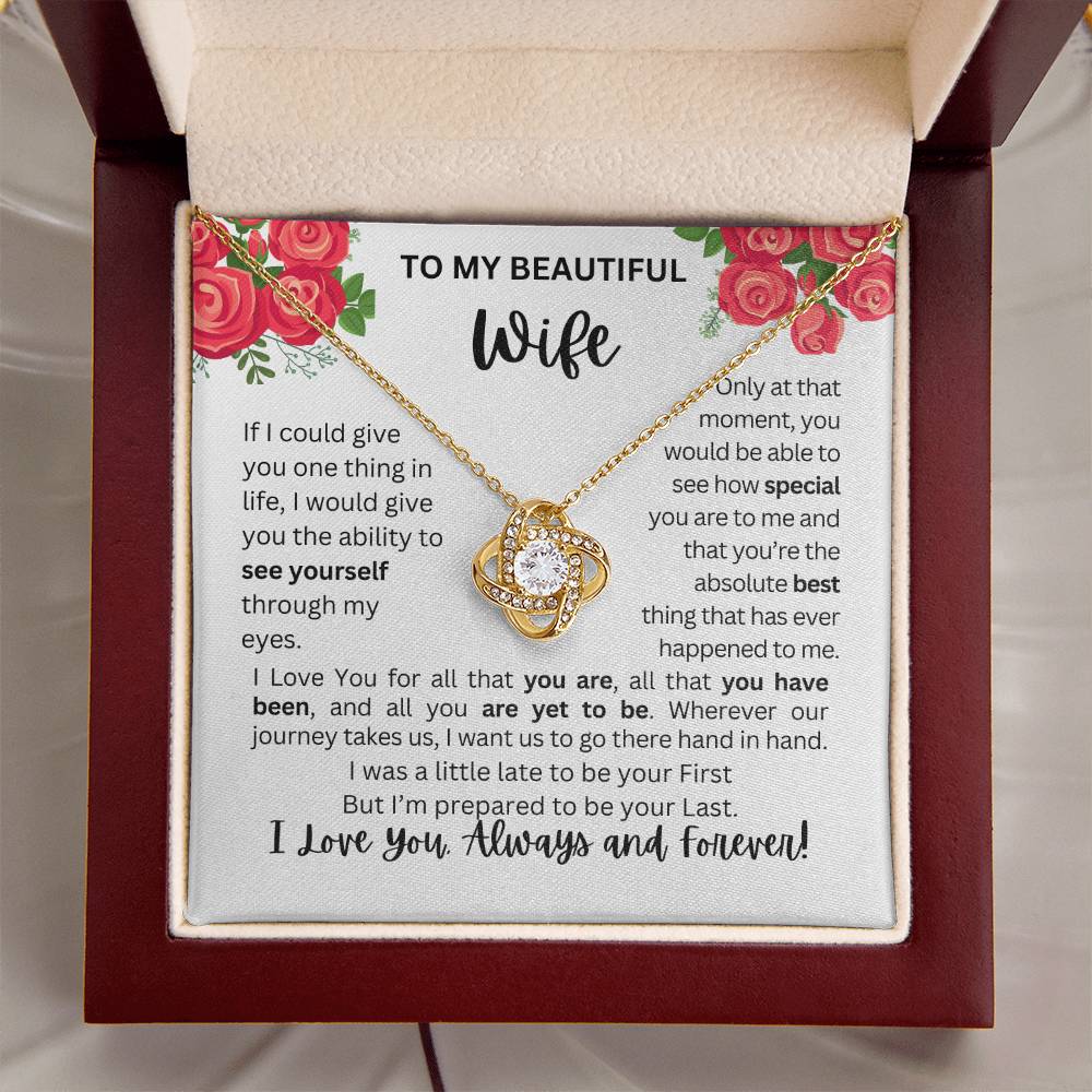 To My Wife | See Through My Eyes - Love Knot Necklace