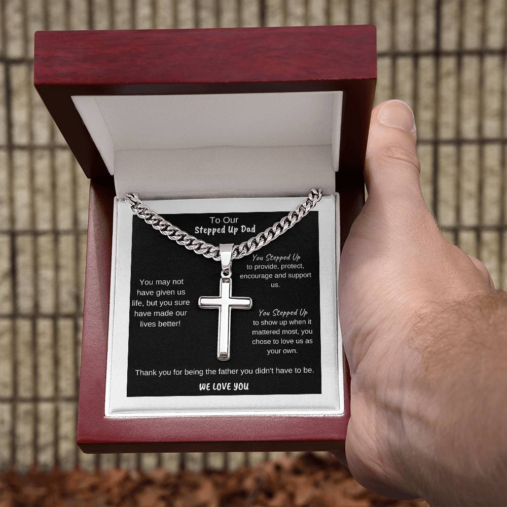 To Our Stepdad | Cross on Cuban Link