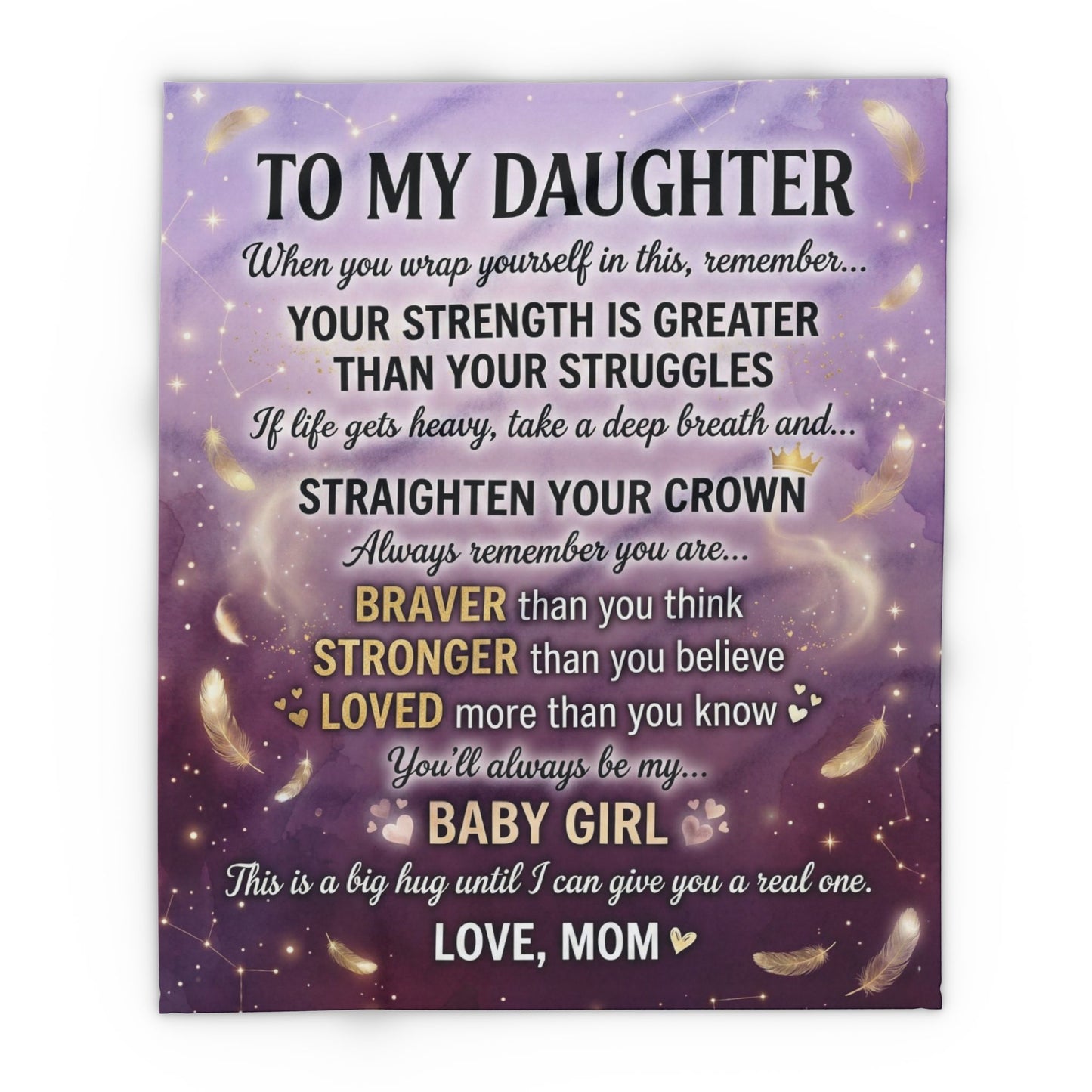 To My Daughter Inspirational Fleece Blanket — 'Your Strength Is Greater Than Your Struggles' Keepsake Throw