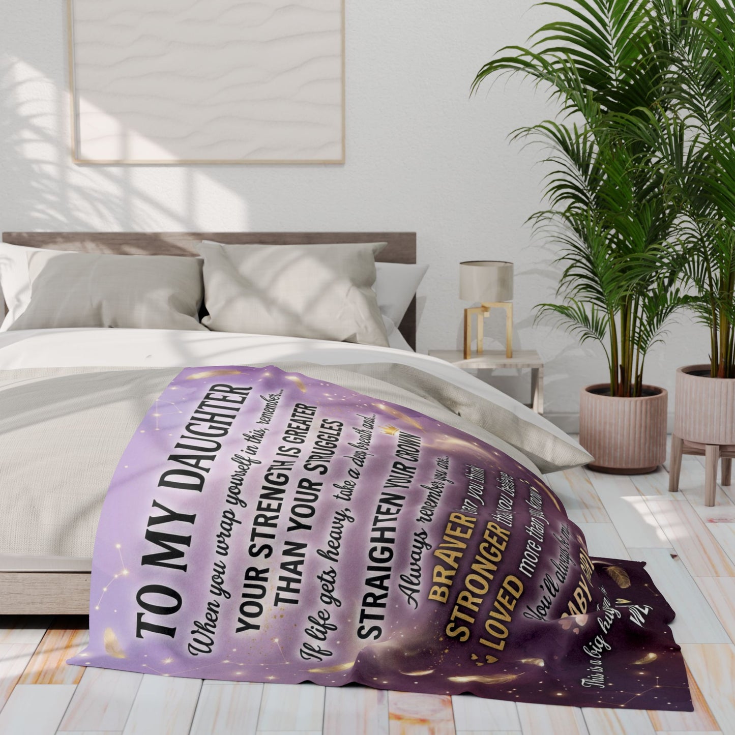 To My Daughter Inspirational Fleece Blanket — 'Your Strength Is Greater Than Your Struggles' Keepsake Throw