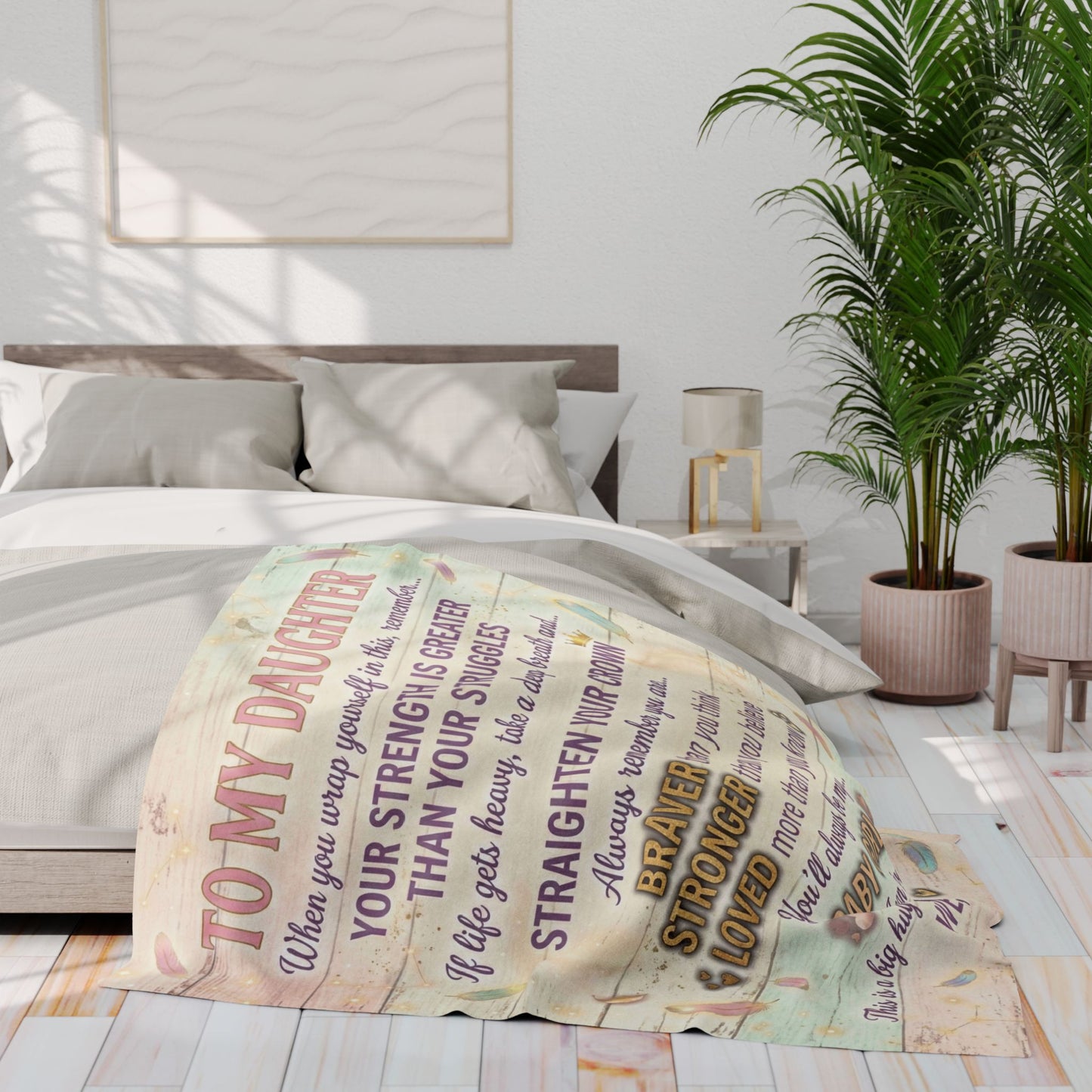 To My Daughter Fleece Blanket — Inspirational Mom Quote Throw