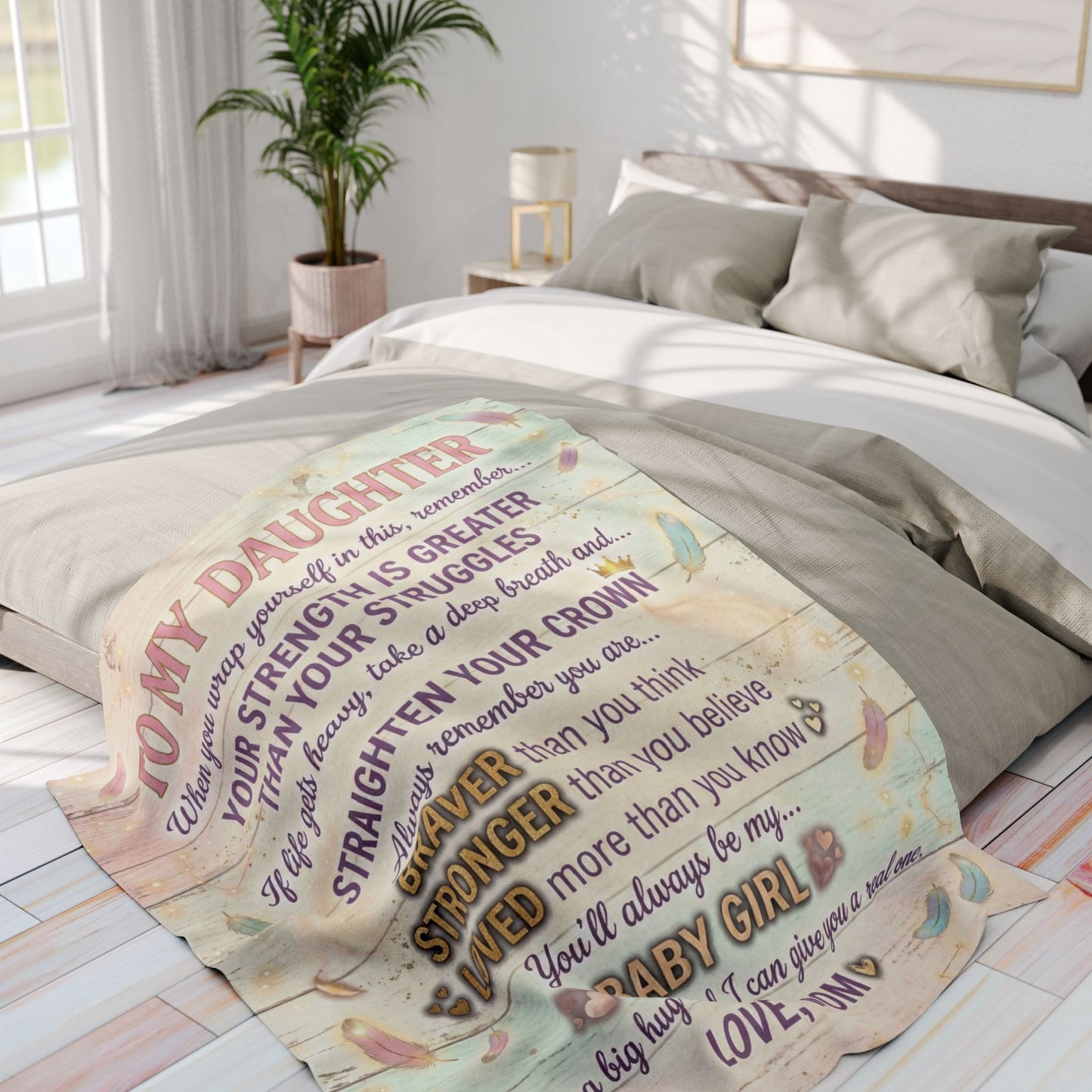 To My Daughter Fleece Blanket — Inspirational Mom Quote Throw