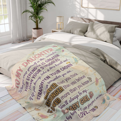 To My Daughter Fleece Blanket — Inspirational Mom Quote Throw