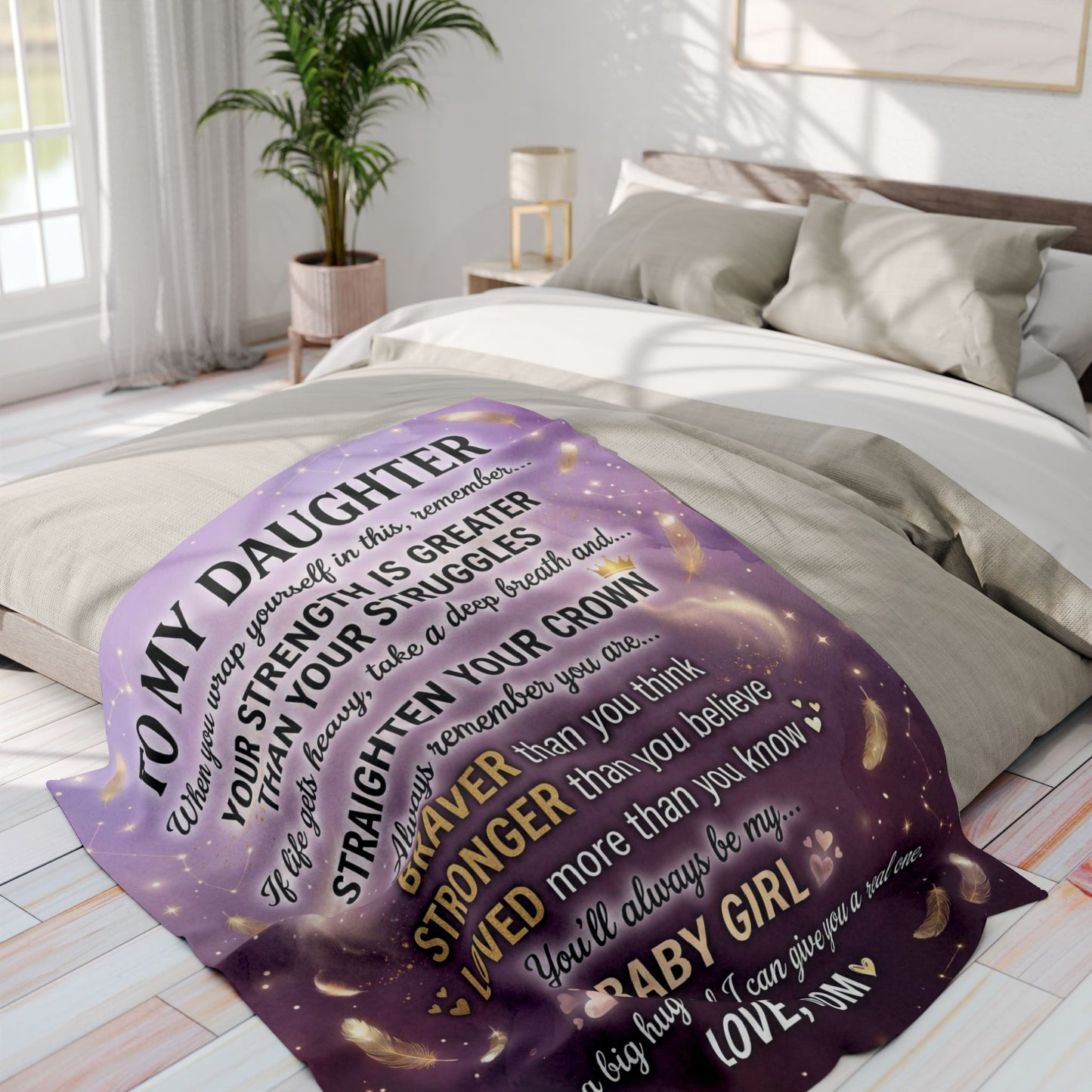 To My Daughter Inspirational Fleece Blanket — 'Your Strength Is Greater Than Your Struggles' Keepsake Throw
