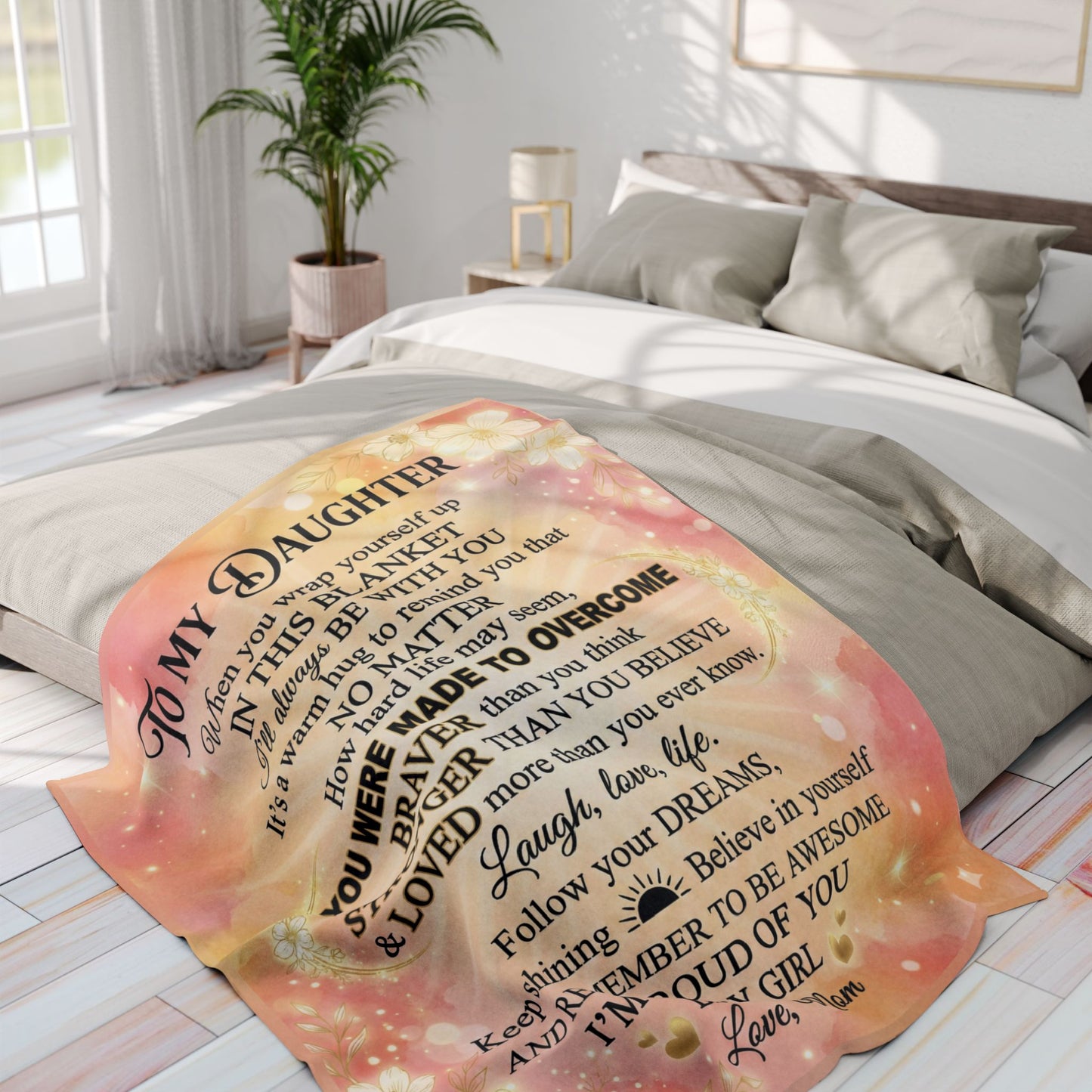 To My Daughter Fleece Blanket — Inspirational Mom Message, Cozy Gift for Daughter