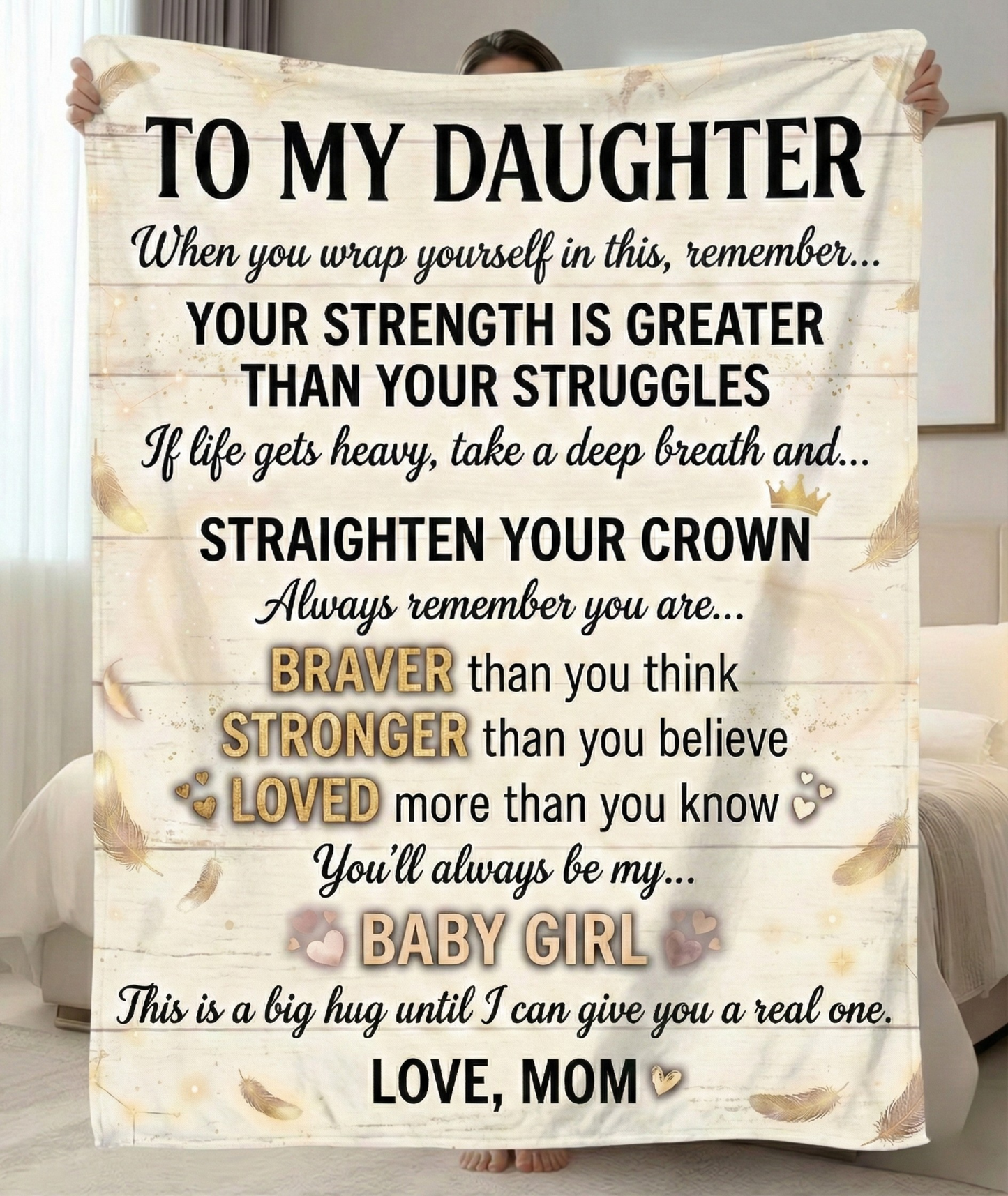 To My Daughter Fleece Blanket — Inspirational Mom Quote Keepsake