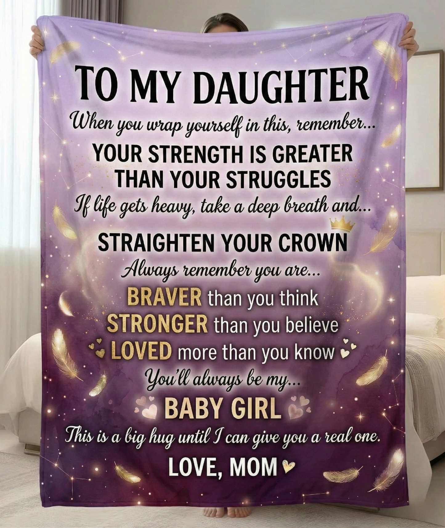 To My Daughter Inspirational Fleece Blanket — 'Your Strength Is Greater Than Your Struggles' Keepsake Throw