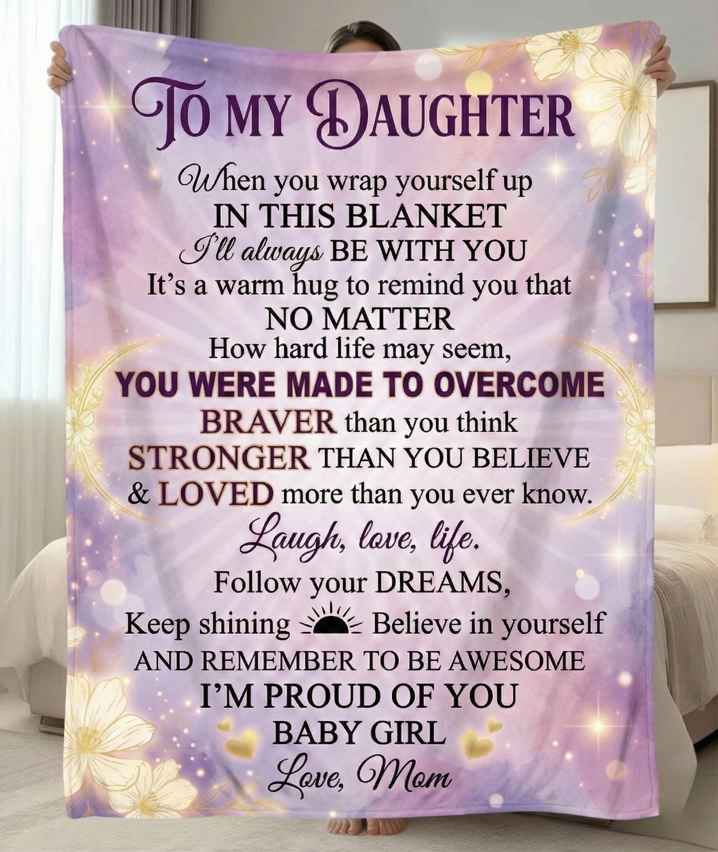 To My Daughter Fleece Blanket — Inspirational "I'm Proud of You" Keepsake