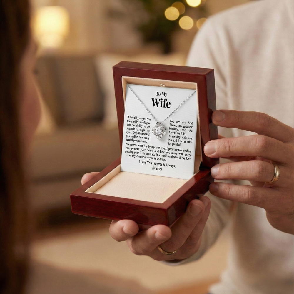 To My Wife – Personalized Love Knot Necklace