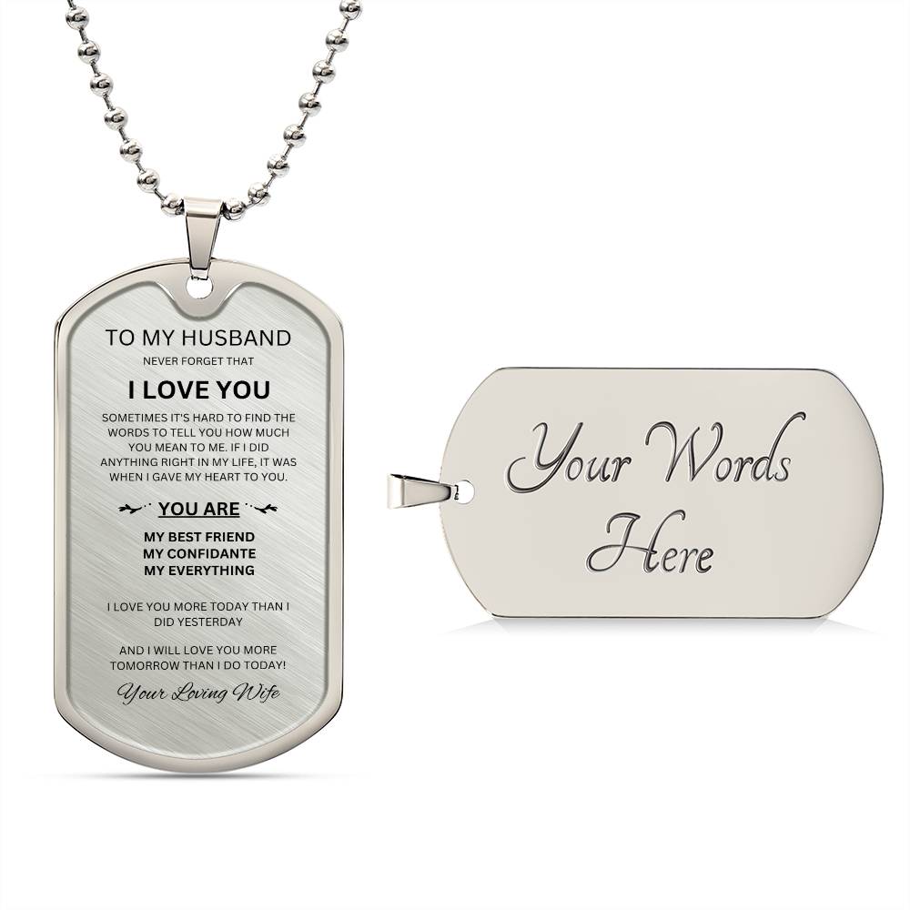 To My Husband | Dogtag Necklace