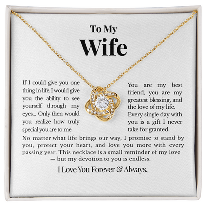 To My Wife – Personalized Love Knot Necklace