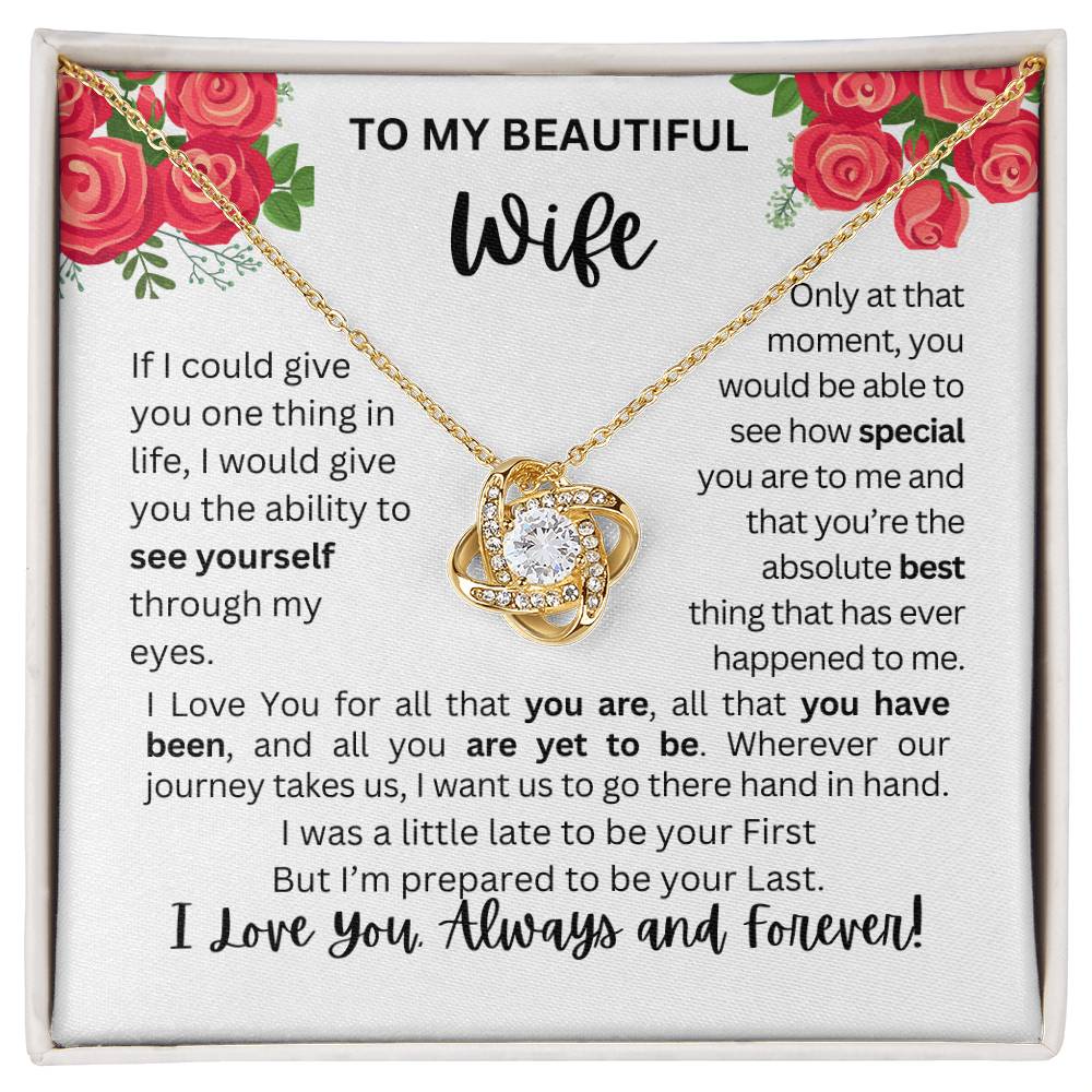 To My Wife | See Through My Eyes - Love Knot Necklace