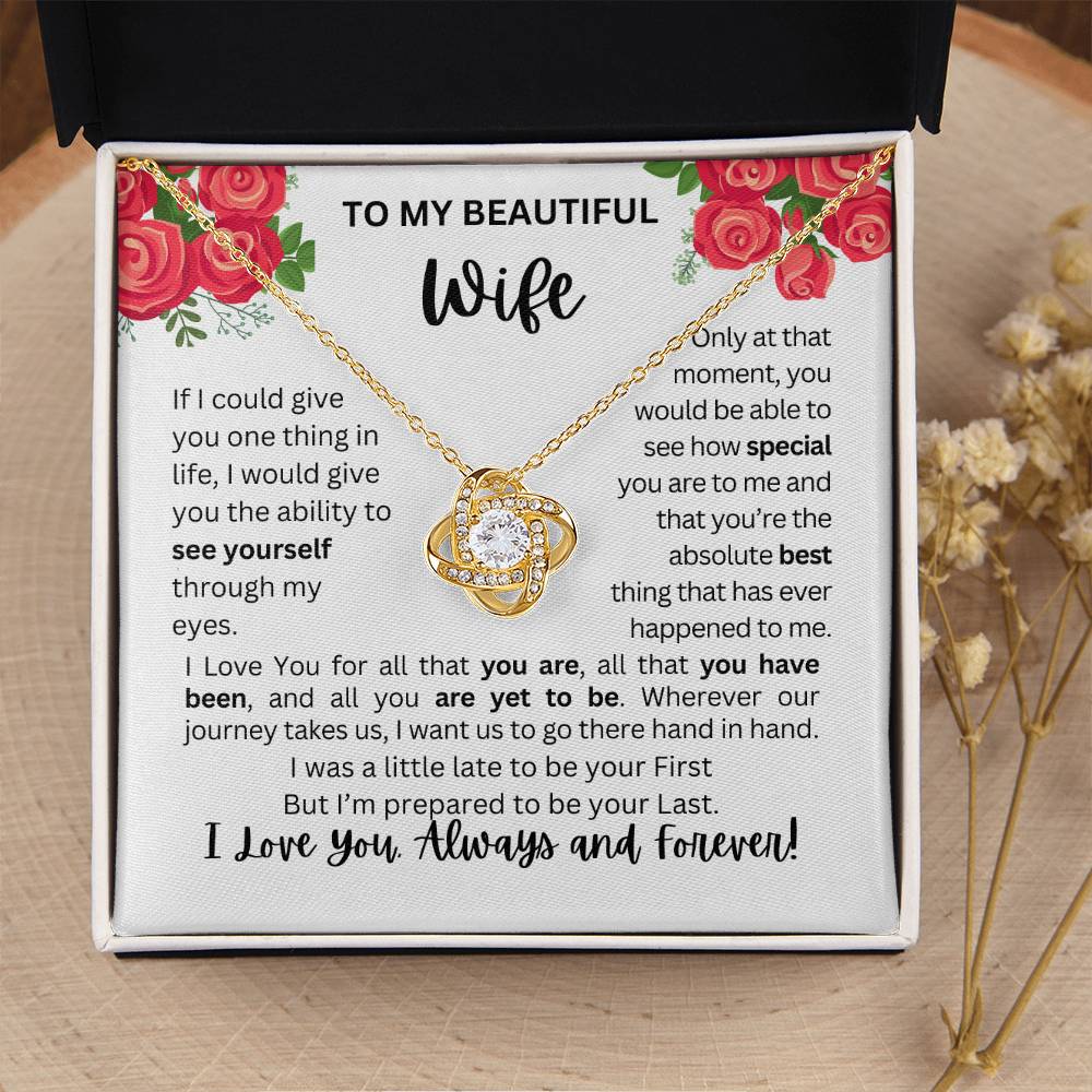 To My Wife | See Through My Eyes - Love Knot Necklace