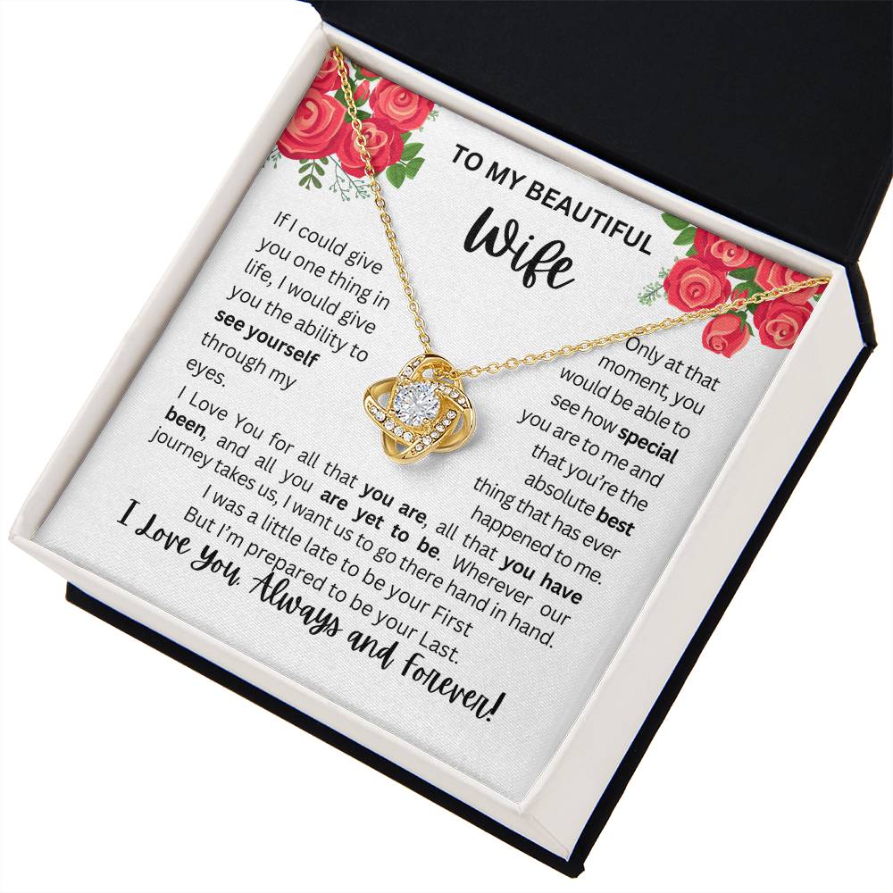To My Wife | See Through My Eyes - Love Knot Necklace
