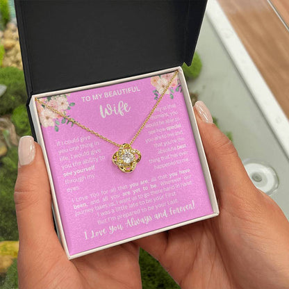 To My Wife | See Through My Eyes - Love Knot Necklace