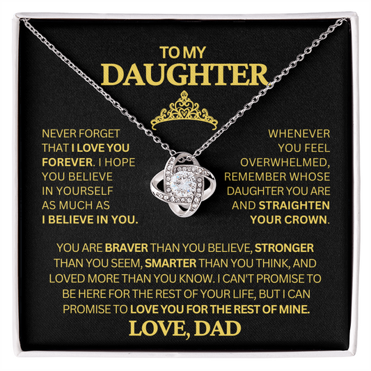 To My Daughter | Never Forget | Love Knot Necklace