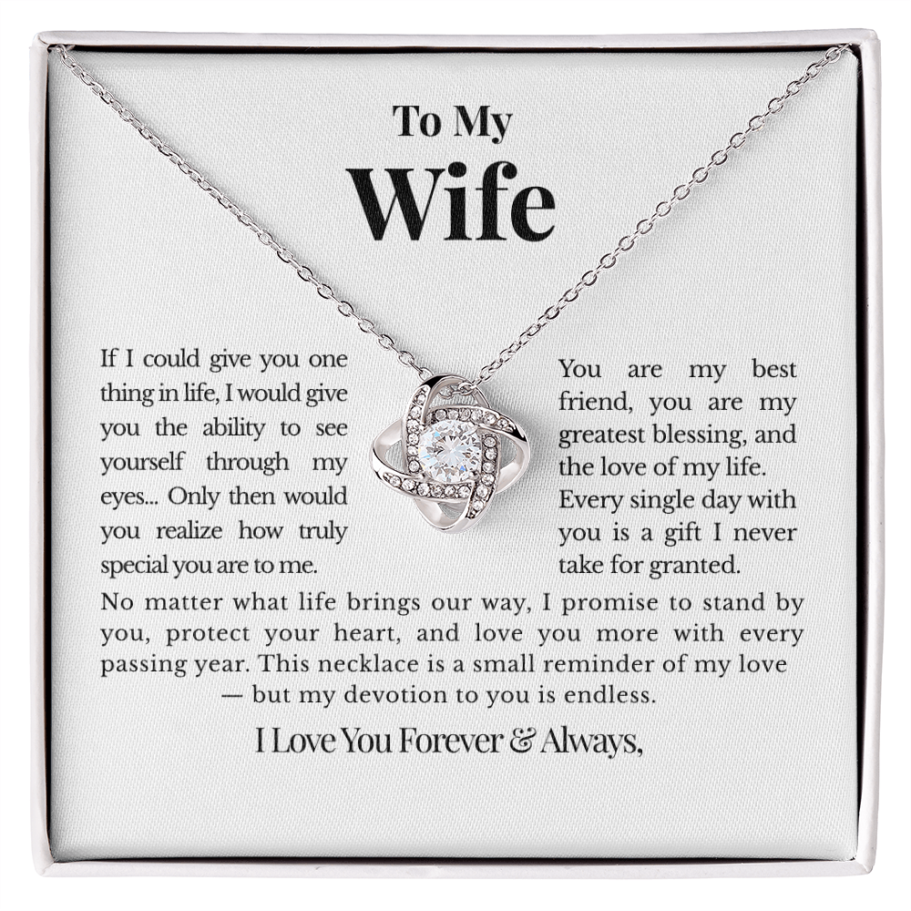 To My Wife – Personalized Love Knot Necklace