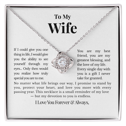 To My Wife – Personalized Love Knot Necklace