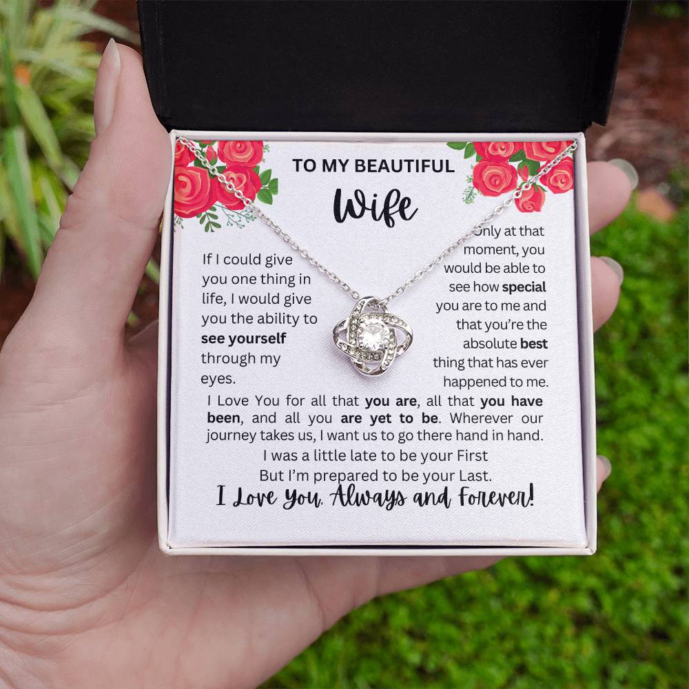 To My Wife | See Through My Eyes - Love Knot Necklace