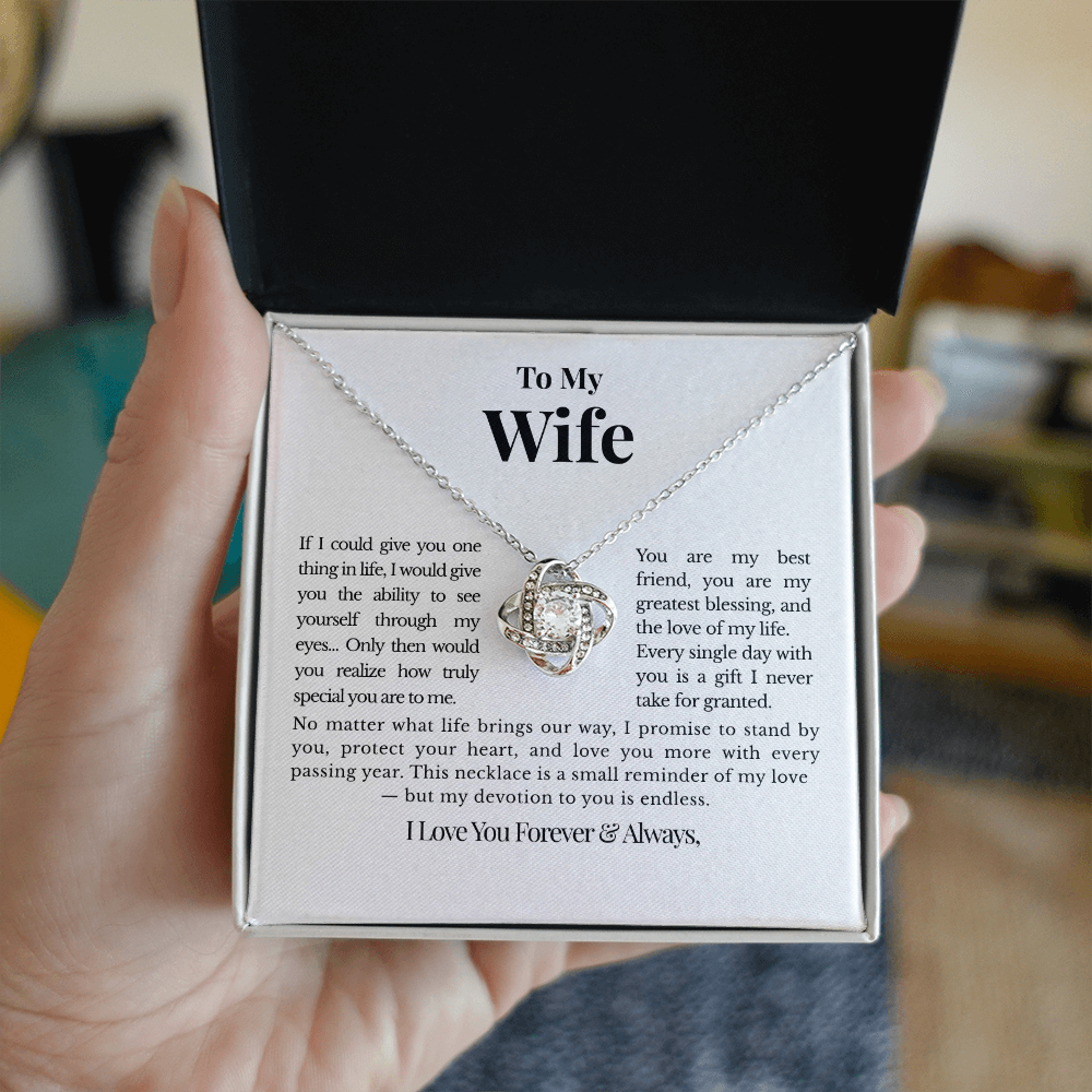 To My Wife – Personalized Love Knot Necklace