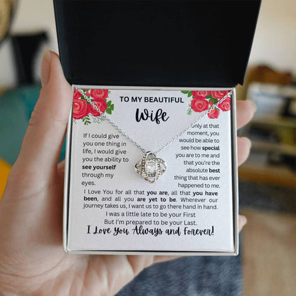 To My Wife | See Through My Eyes - Love Knot Necklace