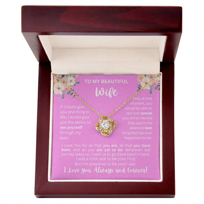 To My Wife | See Through My Eyes - Love Knot Necklace