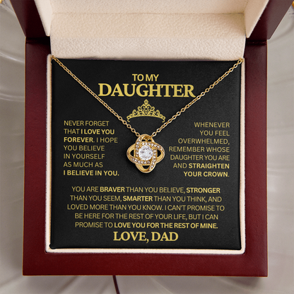To My Daughter | Never Forget | Love Knot Necklace