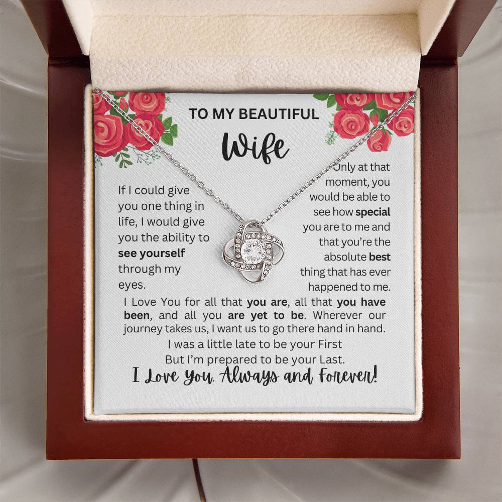 To My Wife | See Through My Eyes - Love Knot Necklace
