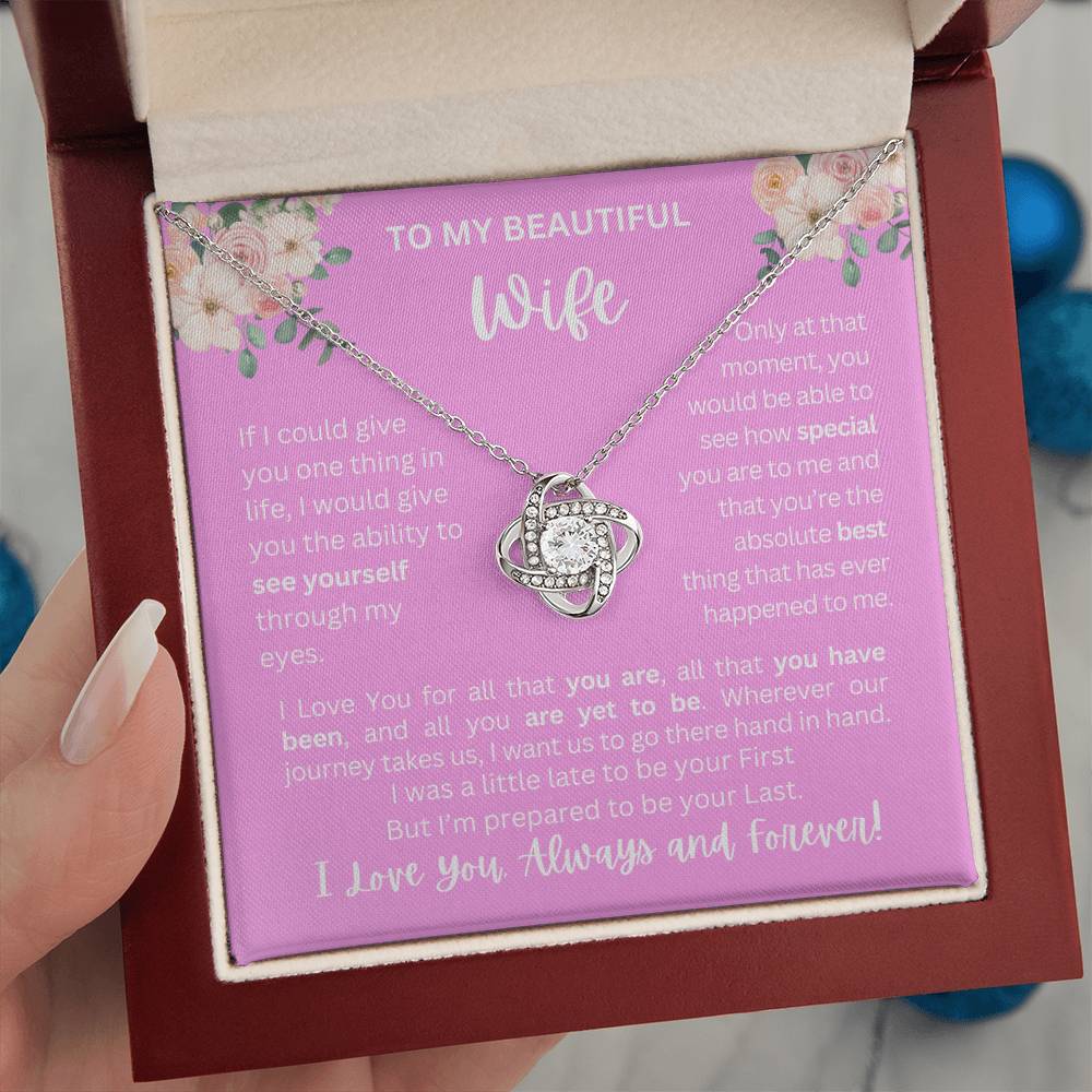 To My Wife | See Through My Eyes - Love Knot Necklace