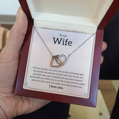My Wife | You mean the world to me - Interlocking Hearts necklace