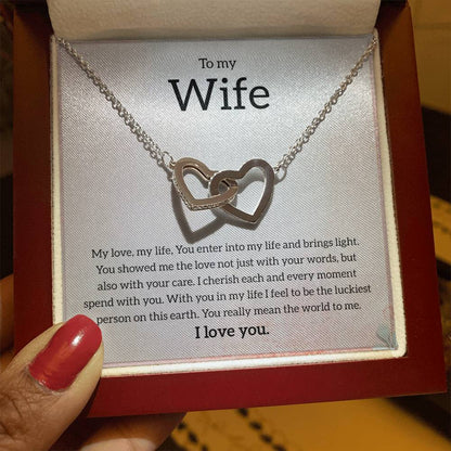 My Wife | You mean the world to me - Interlocking Hearts necklace