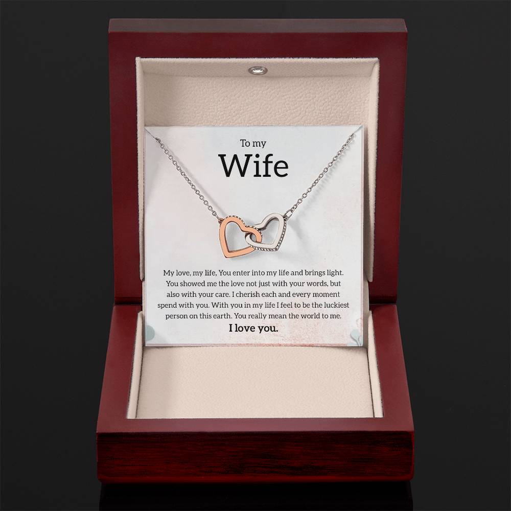 My Wife | You mean the world to me - Interlocking Hearts necklace