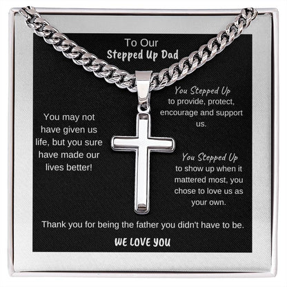 To Our Stepdad | Cross on Cuban Link