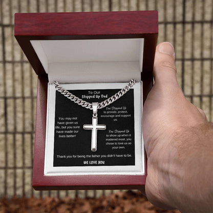 To Our Stepdad | Cross on Cuban Link