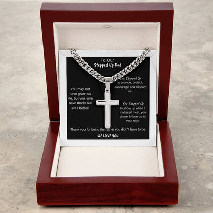 To Our Stepdad | Cross on Cuban Link