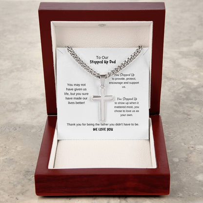 To Our Stepdad | Cross on Cuban Link