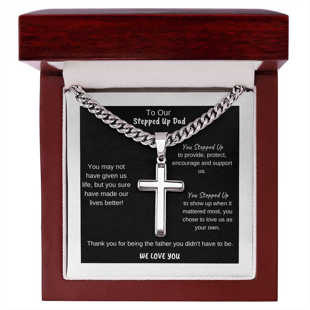 To Our Stepdad | Cross on Cuban Link