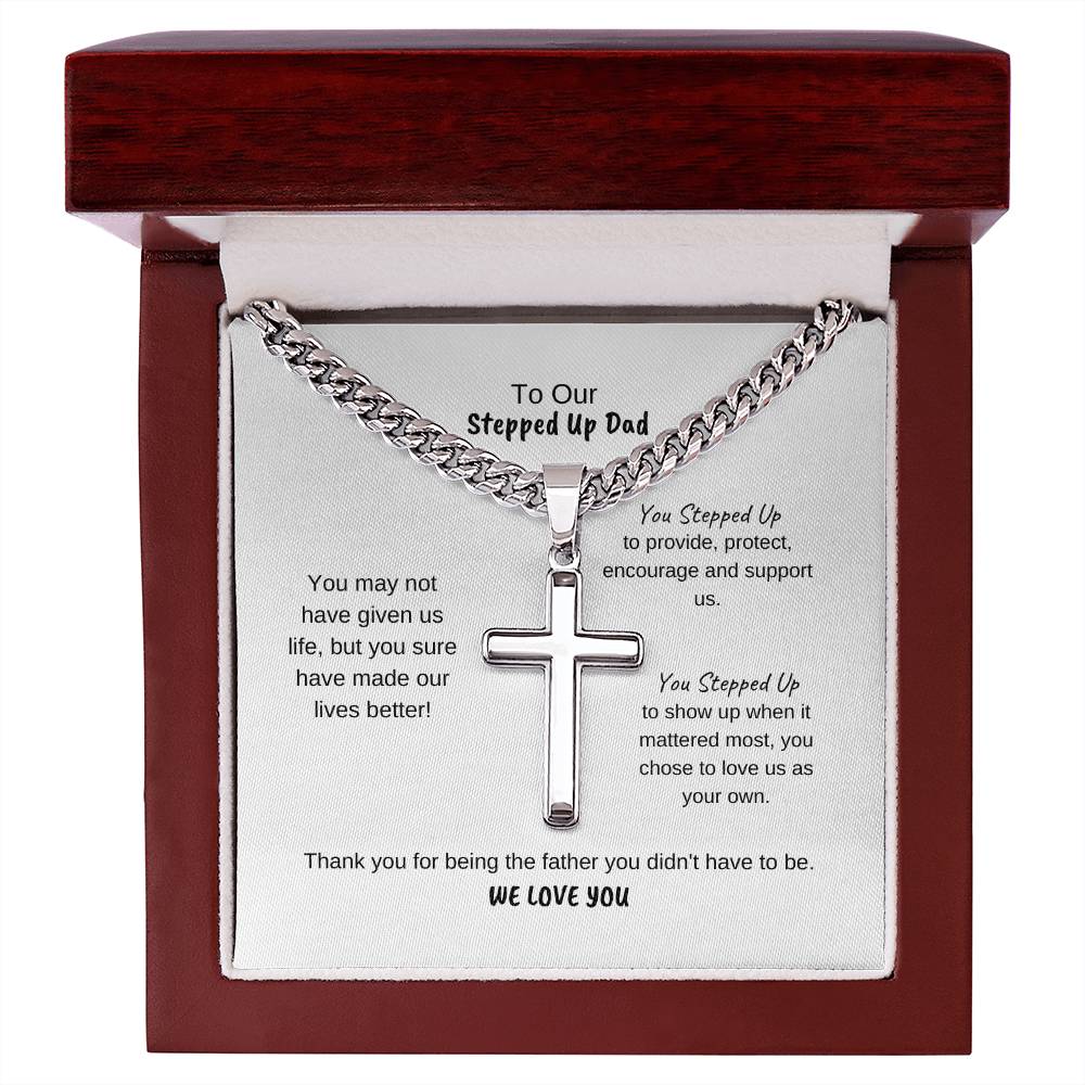 To Our Stepdad | Cross on Cuban Link