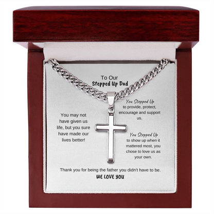 To Our Stepdad | Cross on Cuban Link