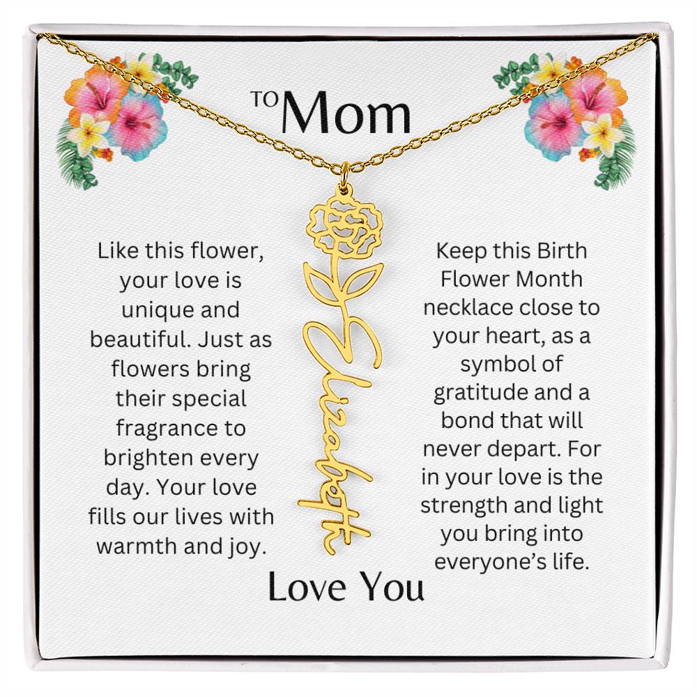 To Mom | Unique Love - Birth Flower Name Necklace