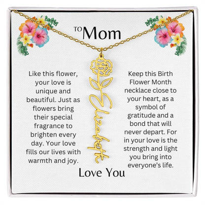 To Mom | Unique Love - Birth Flower Name Necklace