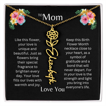 To Mom | Unique Love - Birth Flower Name Necklace