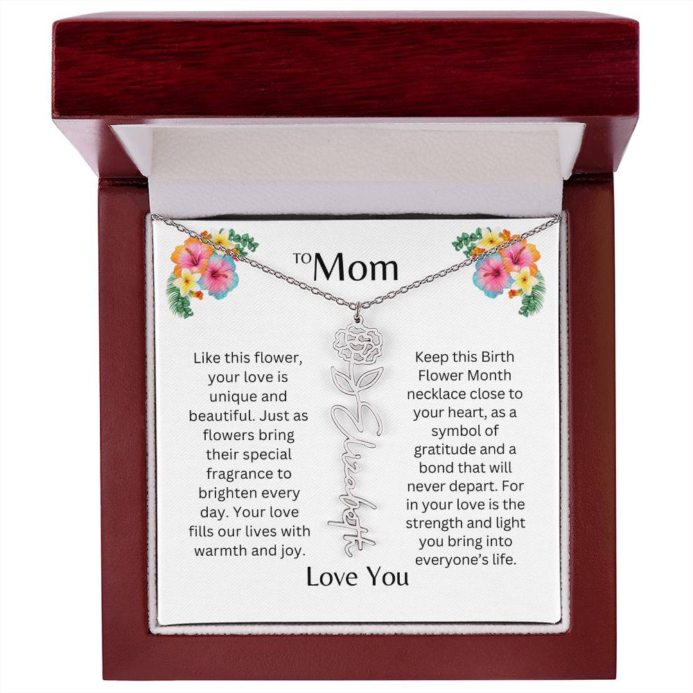 To Mom | Unique Love - Birth Flower Name Necklace