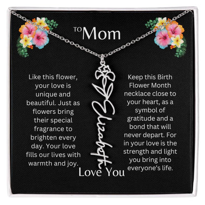 To Mom | Unique Love - Birth Flower Name Necklace