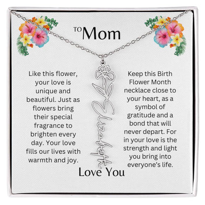 To Mom | Unique Love - Birth Flower Name Necklace