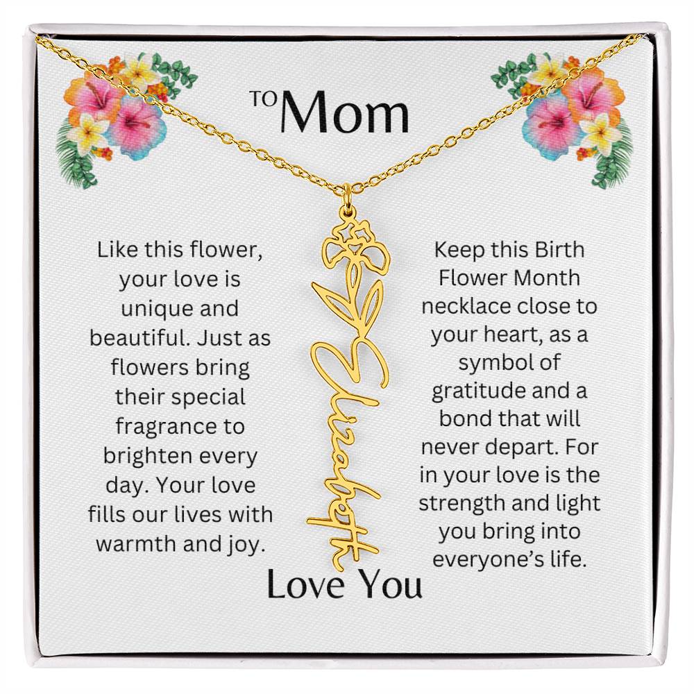 To Mom | Unique Love - Birth Flower Name Necklace
